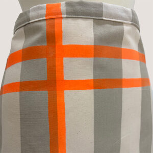 Extra wide apron with bright orange stripe print