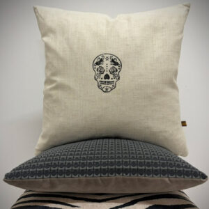 Kussen neutraal blockprint 'la Catrina'