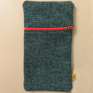 Glasses case in blue with neon zipper